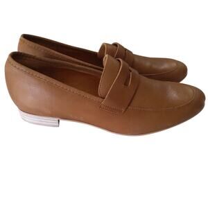 Emilie Karston France-leather penny loafers sz 41 camel quiet luxury old money